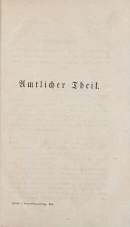 Amtlicher Theil. Nichtamtlicher Theil