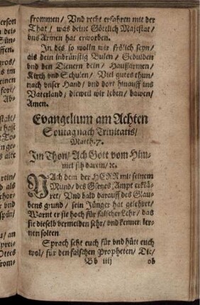 Evangelium am Achten Sontag nach Trinitatis/ Matth. 7.