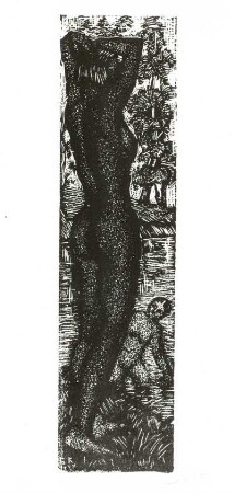 Badende am Flußufer : Badende am Flußufer (1924, B. M. Kustodiev; Holzstich; 177 x 45 mm)