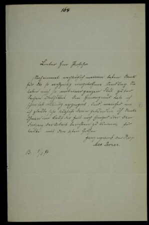 Nr. 2: Brief von Max Posner an Paul de Lagarde, Berlin, 2.2.1874