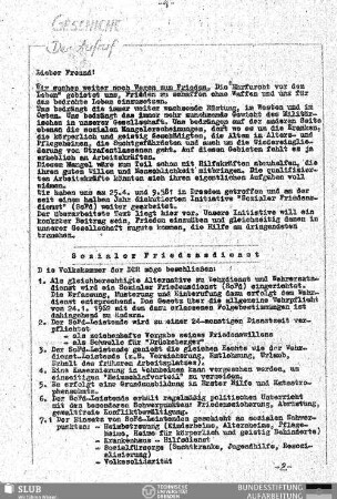 Sozialer Friedensdienst : Aufruf