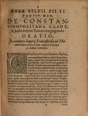 Selectissimarvm Orationvm Et Consvltationvm De Bello Tvrcico Variorvm Et Diversorvm Avctorvm Volumina Quatuor, 1. [Ad Romanos Imperatores Et Sacri Imperii Principes ...]