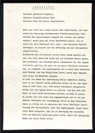 Abschrift Schreiben Kielmeyer an Freyherrn von Lützow