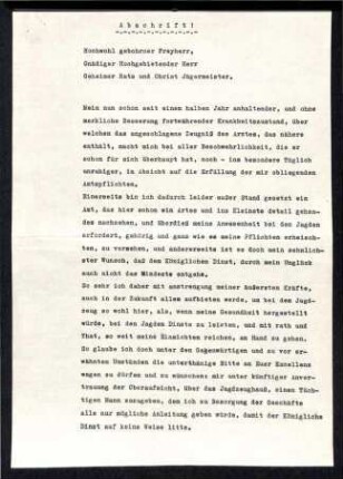 Abschrift Schreiben Kielmeyer an Freyherrn von Lützow