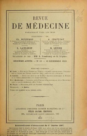 Revue de médecine. 16,[b] = Juillet - Déc. 1896. - S. 529 - 1036