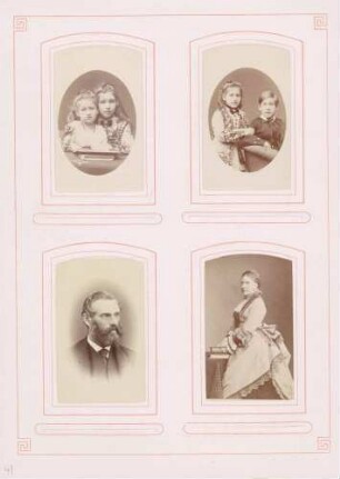 links oben: Unbekannt (2 Mädchen) rechts oben: Unbekannt (Mädchen und Knabe) links unten: Unbekannt (Herr) rechts unten: Unbekannt (Dame)