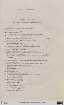 Verzeichniß der Herren Pränumeranten und Subskribenten