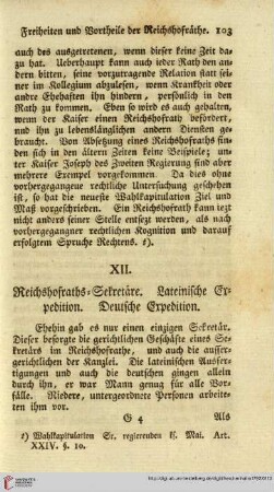 XII. Reichshofraths-Sekretäre. Lateinische Expedition.Deutsche Expedition