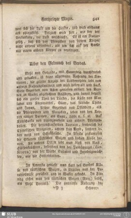 Uiber den Gebrauch des Brodes