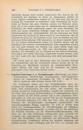 352-353 [Rezension] Gutwenger, Engelbert, Wertphilosophie