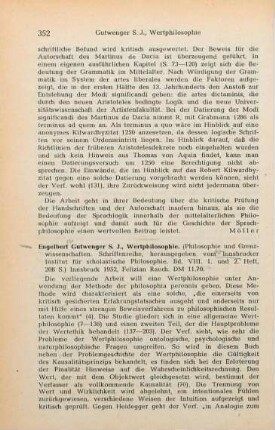 352-353 [Rezension] Gutwenger, Engelbert, Wertphilosophie