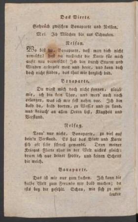 Das Vierte. Gespräch zwischen Bonaparte und Nelson. Mel. Jch Mädchen bin aus Schwaben.