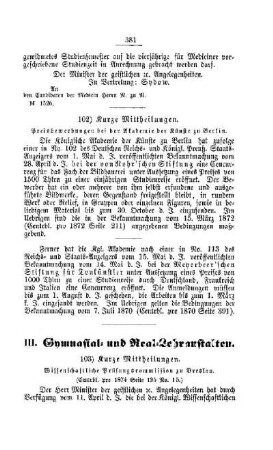 Kurze Mittheilungen : [II. Universitäten und Akademien]