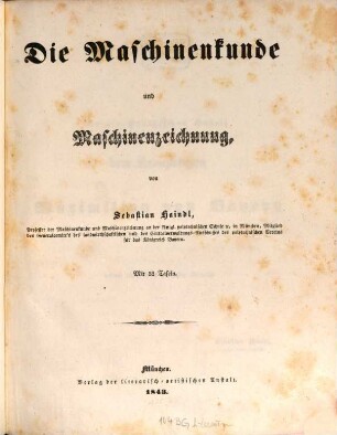 Maschinenkunde und Maschinenzeichnen : [Text]