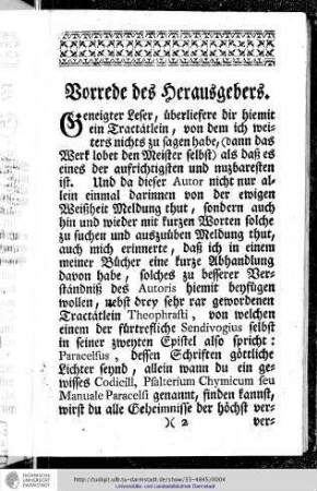 Vorrede des Herausgebers