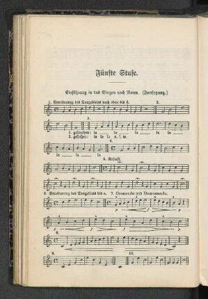 Fünfte Stufe. Einführung in das Singen nach Noten. (Fortsetztung.)