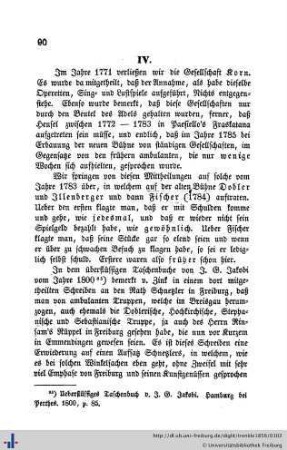 IV. Theater und musikalische Unterhaltungen von 1770 - 1790.