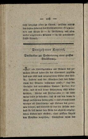 Dreizehntes Kapitel. Vorschriften zur Verhinderung einer grossen Bevölkerung.