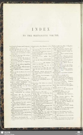 Index to the sixty-ninth volume