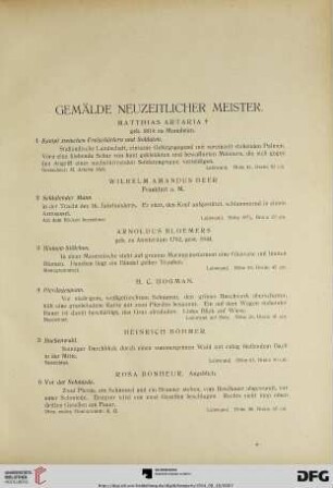 Gemälde neuzeitlicher Meister (Nr. 1-122)