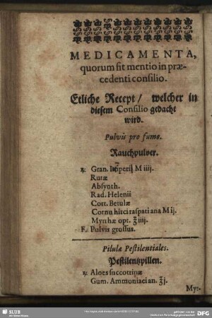Medicamenta, quorum sit mentio in praecedenti consilio