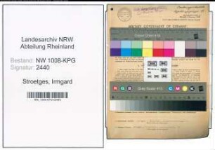 Entnazifizierung Irmgard Stroetges , geb. 02.11.1922 (Postangestellte)