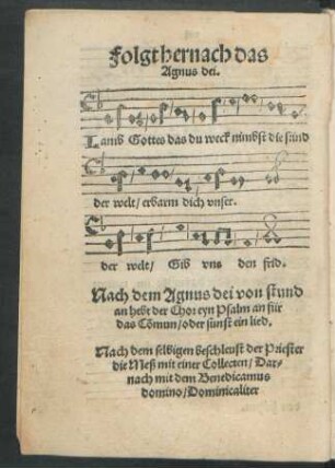 Folgt hernach das Agnus dei.