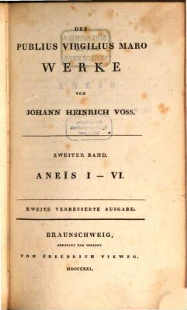 Des Publius Vergilius Maro Werke, 2. Aeneis I - VI