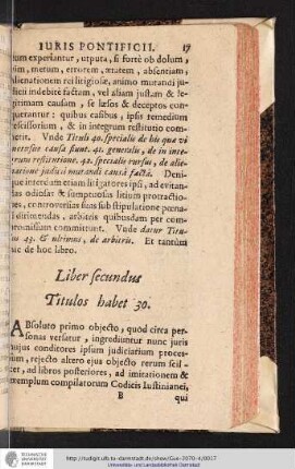 Liber secundus Titulos habet 30.