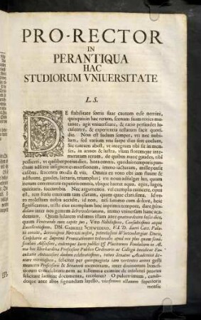 Pro-Rector In Perantiqua Hac Studiorum Universitate