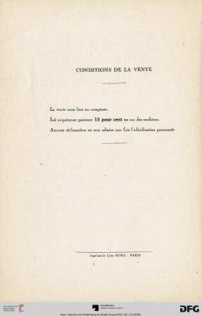Conditions de la vente