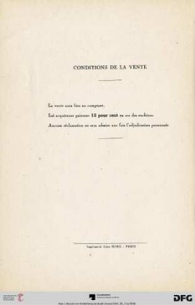 Conditions de la vente
