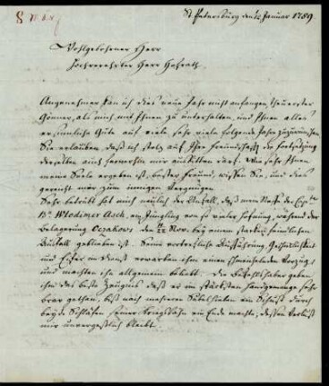 [Brief des Barons von Asch an Heyne vom 01./12.01.1789]