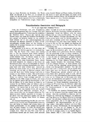 Vaterländische Geschichte und Pädagogik