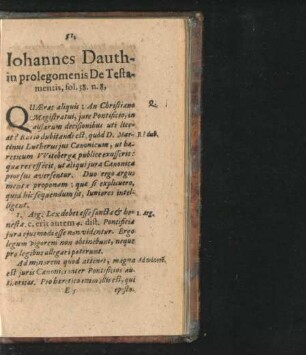 Iohannes Dauthin prolegomenis De Testamentis.