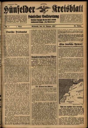 Erste Ausgabe vom Mittwoch, den 13. Januar 1937.