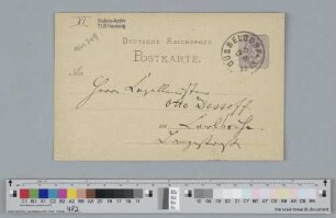 Postkarte an Otto Dessoff