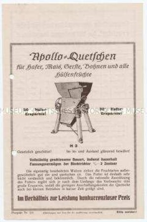 Apollo-Quetschen für Hafer, Mais, Gerste, Bohnen und alle Hülsenfrüchte / Prospekt Nr. 253