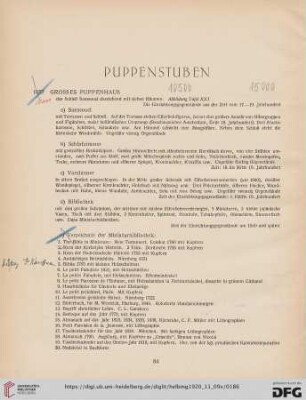 Puppenstuben, Möbel (Nr. 1057-1060)