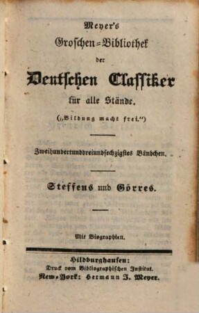 Steffens und Görres : mit Biographien