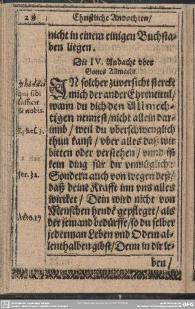 Die IV. Andacht uber Gottes Allmacht