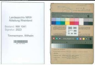 Entnazifizierung Wilhelm Timmermann , geb. 26.12.1907 (Ingenieur)