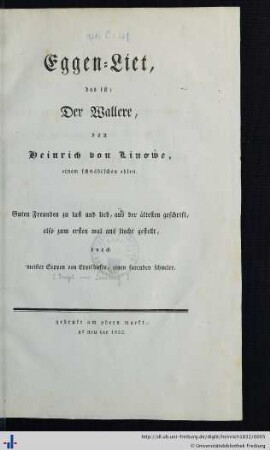 Eggen-Liet, das ist: Der Wallere
