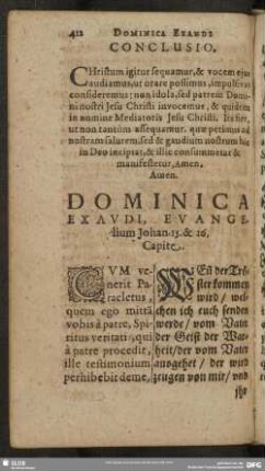 Dominica Exaudi, Evangelium Johan. 15. & 16. Capite