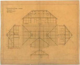 Billing, Hermann; Gernsbach, Scheffelstr. 1; Villa Weber - Zimmerarbeiten (Draufsicht; Schnitte)