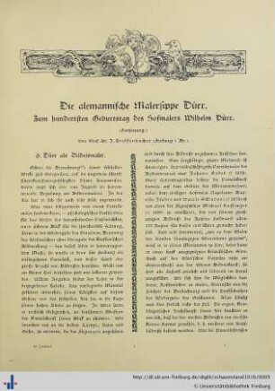 Die alemannische Malersippe Dürr. Zum hundertsten Geburtstag des Hofmalers Wilhelm Dürr (Fortsetzung).