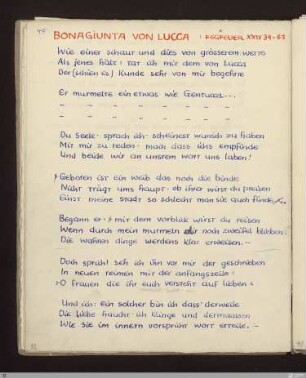 Bonagiunta von Lucca (Fegefeuer XXIV, 34 - 63) : [SW X/XI: h2]; [SW X/XI, S. 76-77/181] / Geschrieben von Friedrich Gundolf