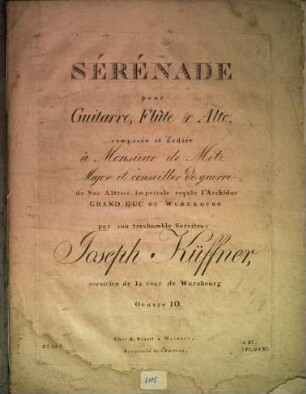 Sérénade pour guitarre, flûte & alto : oeuvre 10