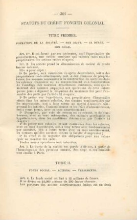 Status du crédit foncier colonial