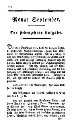 Monat September. Die siebenzehnte Aufgabe. - Die achtzehnte Aufgabe.